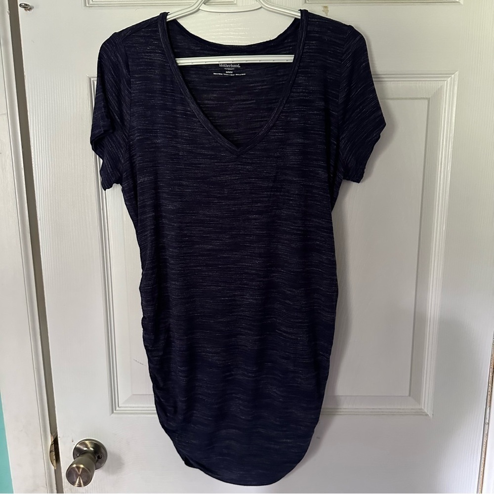 Motherhood Maternity V Neck Navy Short Sleeve Tee Size Medium‎